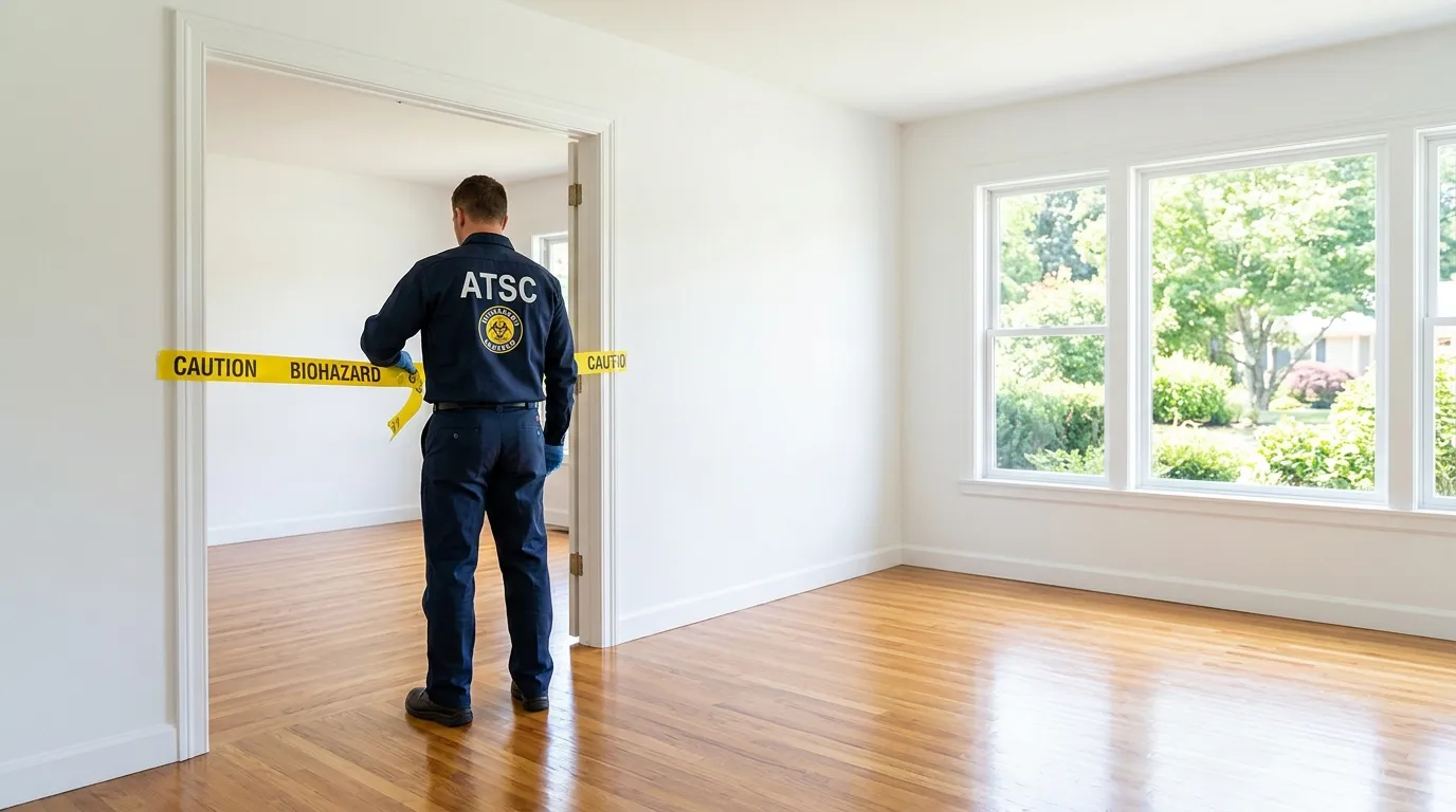 Certified biohazard cleanup crew performing Decomposition Cleanup in Minooka